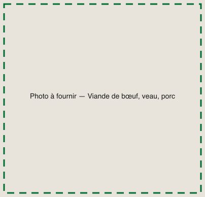 [TODO-DATA] photo à fournir : la viande de bœuf, veau, porc